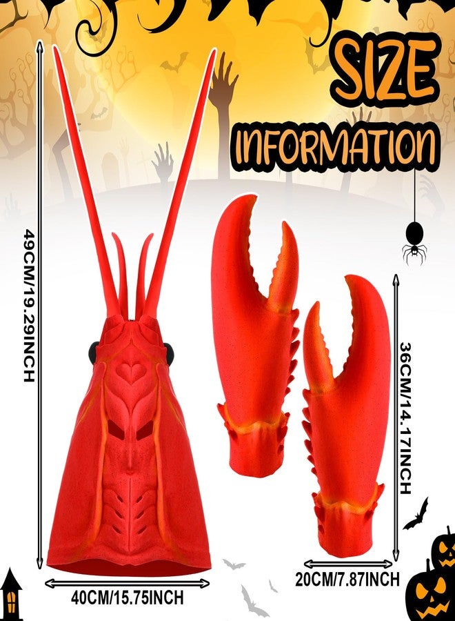 Newcotte 2 Pcs Crab Lobster Costume Set Funny Crab Lobster Hat Latex Giant Claws Gloves for Men Women Cosplay Party(Lobster Style) - Image 4